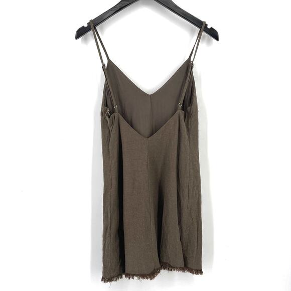 Lulus Olive Drab Frayed Hem Spaghetti Strap Tunic Tank Shirt Size XS - Picture 2 of 5
